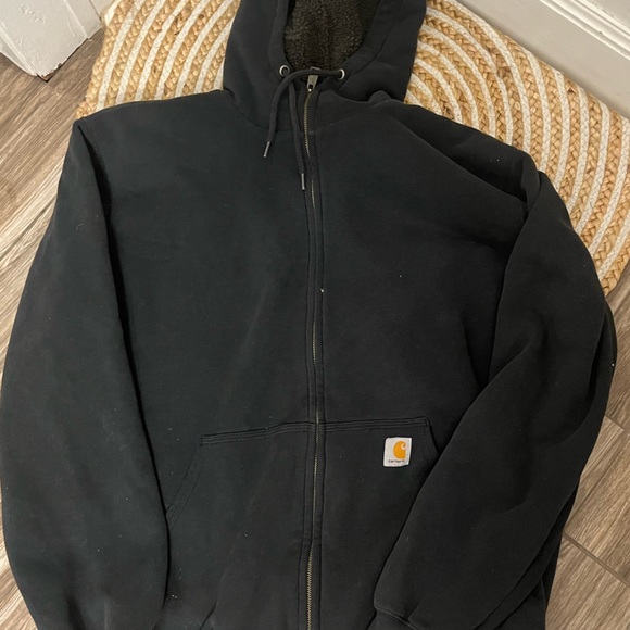 THICK & WARM Carhartt Zip Up Jacket Black - Picture 1 of 3